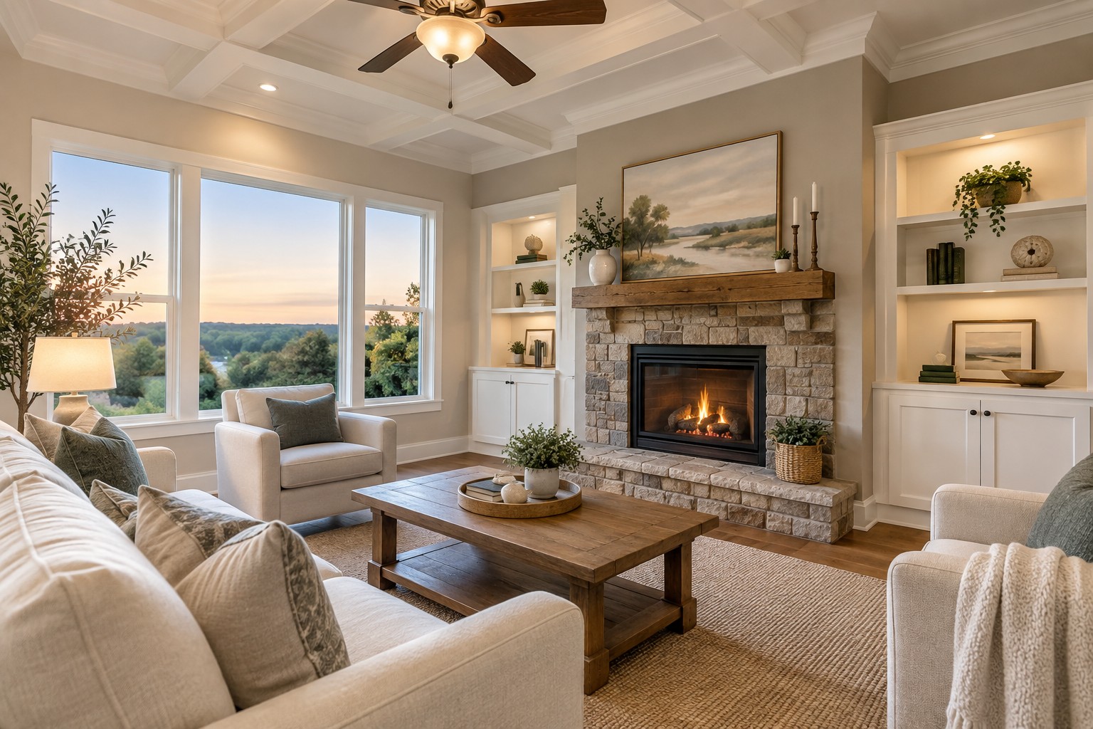 A cozy Columbia County living room, illustrative