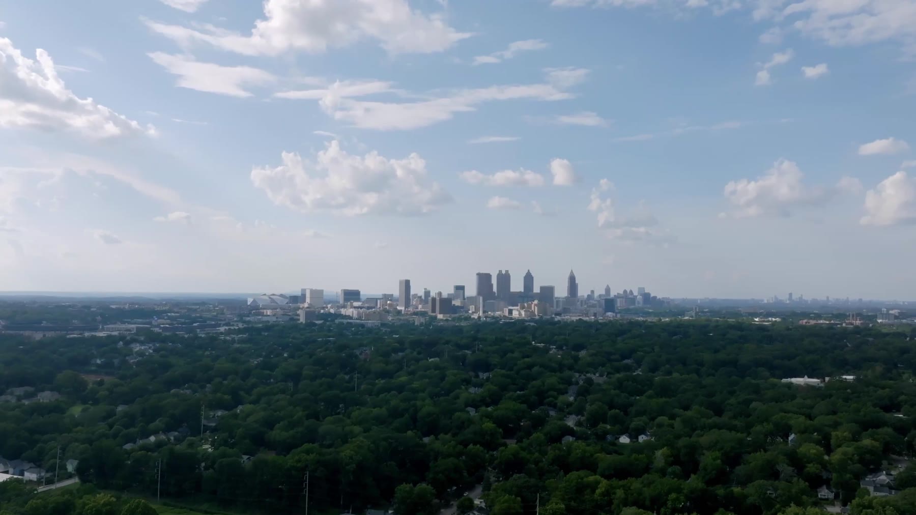 Aerial view of metro Atlanta, Georgia at midday